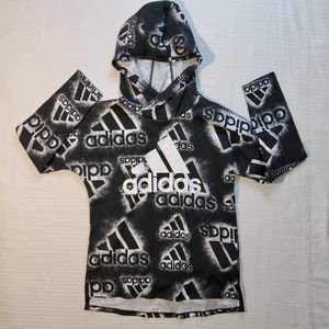 Adidas Girls Hoodie Tee Shirt Spray Paint Logo Medium (10 - 12) Black / White